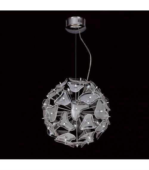 Suspension Otto 41 Ampoule G4 Sphere, chrome poli/verre dépoli