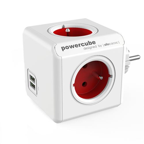 Allocacoc PowerCube Original USB Type E Extensions de Puissance (Rouge)