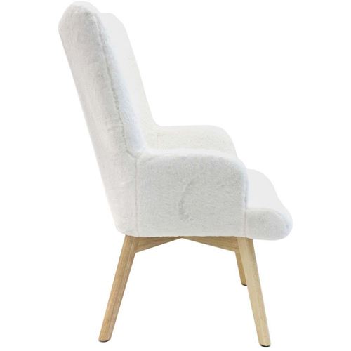 Fauteuil de salon effet fourrure scandi Helsinki Blanc Fauteuil de salon effet fourrure scandi Helsinki Blanc