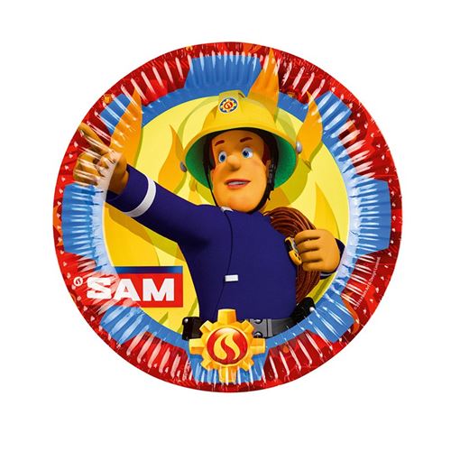 8 assiettes en carton sam le pompier 