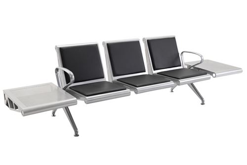 Banc 3 places de zone d'attente Terminal avec table , Noir / Argent