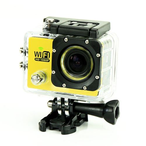 Camera Embarquée Sports Wi-Fi LCD Caisson Étanche Waterproof 12 Mp HD Jaune 4 Go - YONIS