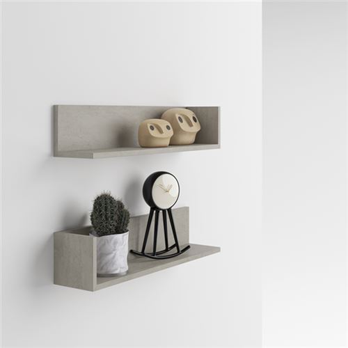 Mobilifiver Paire d'étagères Luxury, en Mélaminé, Ciment, 75 x 16,5 x 16,5 cm, Mélaminé, Made in Italy
