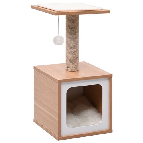 Arbre A Chat Avec Tapis A Gratter En Sisal 62 Cm Avec Une Maison Une Balle Suspendue Un Perchoir Un Griffoir En Jute Paniers Et Mobilier Pour Chat Achat Prix Fnac