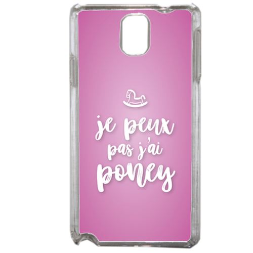 Coque Je Peux Pas Jai Poney Fond Rose Pale Compatible Samsung Galaxy Note3 Transparent