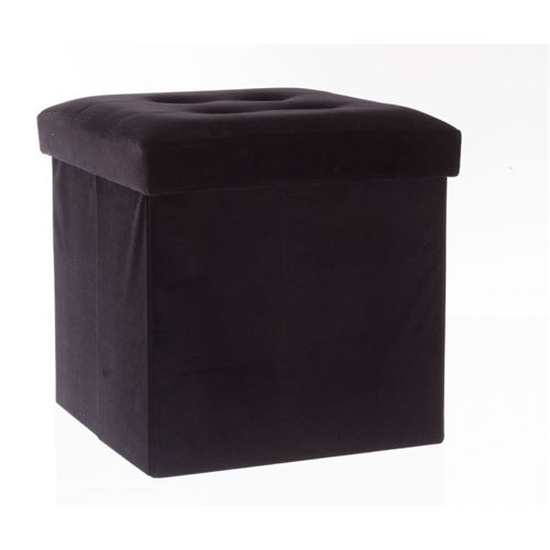Pouf coffre pliant Lysandre velours Noir