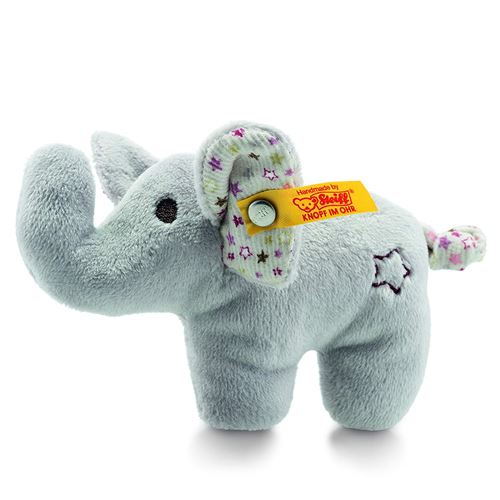 Steiff Mini elephant with rustling foil and rattle, grey - 11cm