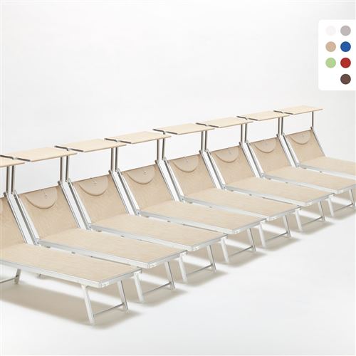 Bain de soleil chaises longue transats Lits de plage piscine aluminium jardin Santorini 20 pcs, Couleur: Beige