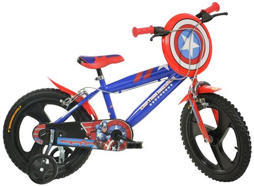 Dino 416UL-CA Captain America Vélo Garçon 16 pouces 27 cm Garçon Frein à serrer Bleu