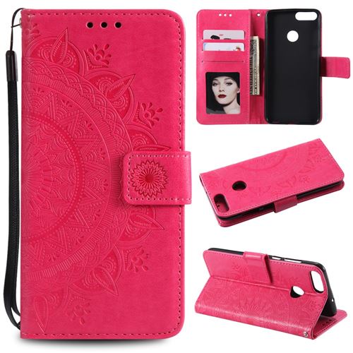 Etui en PU fleur papillon rose pour votre Huawei P Smart/Enjoy 7S