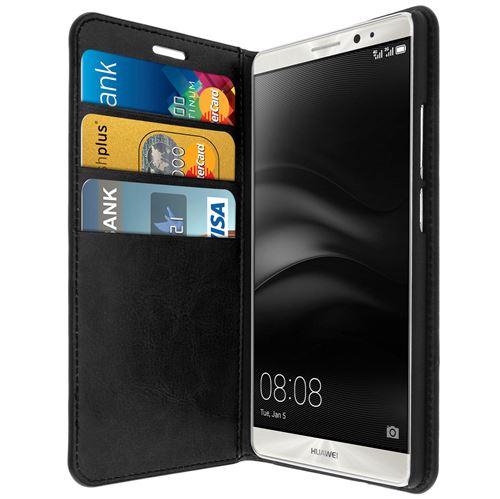 Étui Huawei Mate 8 en cuir veritable et finition surpiqué - Noir