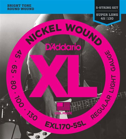 Daddario D'addario And Co Exl170-5Sl Nickel Wound Super Long Scale Light 5C 45-130
