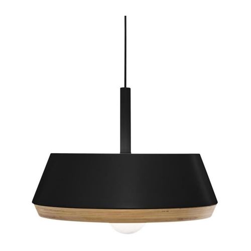 Suspension en métal avec bordure en bois - Noir