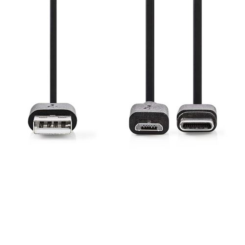 Nedis 2-in-1 - Kit câble USB - 1 m - noir