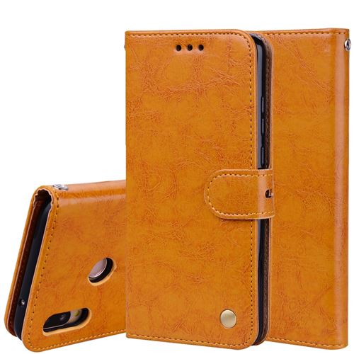 Etui en PU cire à l'huile marron pour votre Huawei P20 Lite/Nova 3e