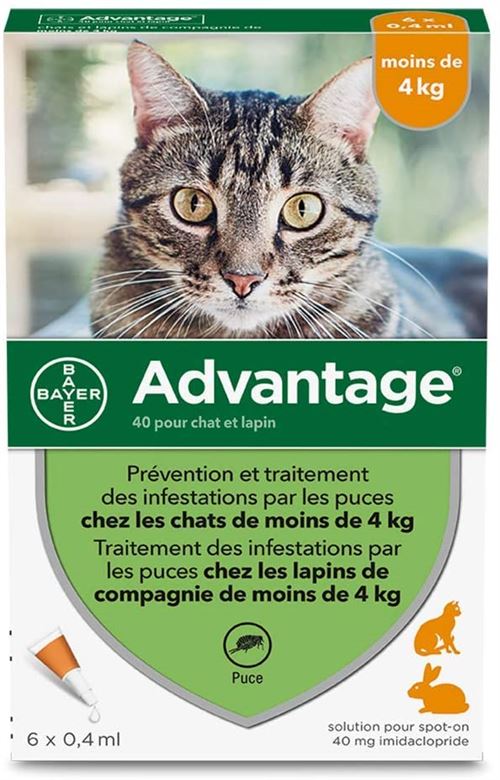 ADVANTAGE¹40 80 Chat Cat Anti Puce Flea Treatment 1 à 8 Kg Boite 4 Pipettes - Foto 3