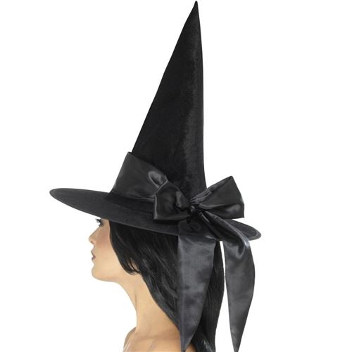 chapeau sorcière avec noeud luxe noir