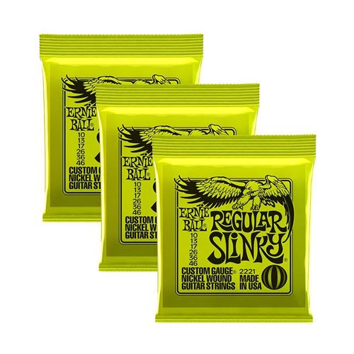 Ernie Ball 2221 X 3 10–46 Regular Slinky Cordes pour guitare électrique (lot de 3)