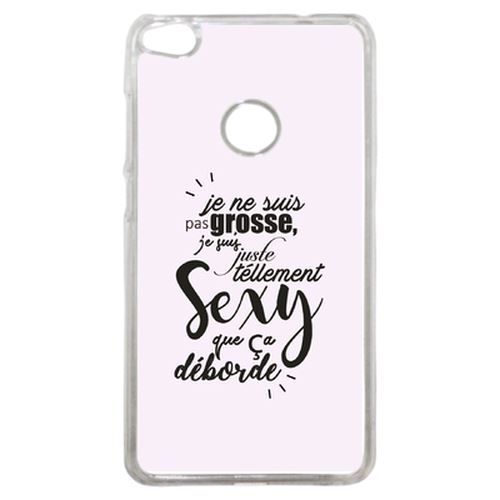 Coque Je Ne Suis Pas Grosse Fond Rose Pale Compatible P8 2017 Transparent