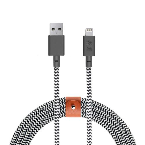Native Union Câble Belt XL - Câble de 3 Mètres Ultra Solide Renforcé de [Certifié Apple Mfi] Câble Lightning à USB avec Courroie