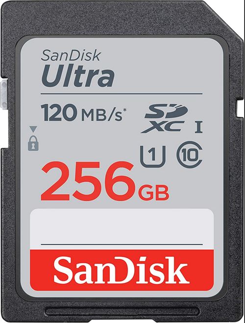 Carte mémoire SDXC SanDisk Ultra 256 Go jusqu'à 120 Mo/s classe 10 UHS-I