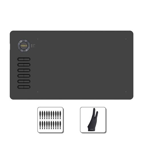 3 Pièces Tablette Graphique VEIKK-A15 Avec Stylet ,10*6 Pouces ,Compatible PC Window et Mac OS - Noir