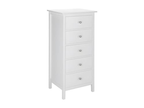 Chiffonnier ALBANE - 5 tiroirs - Pin blanc
