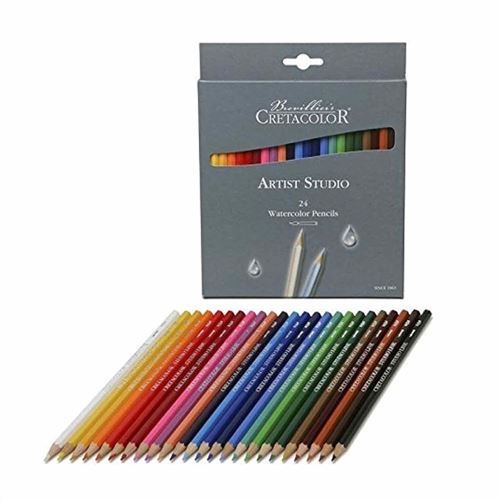 Crayons aquarelle d'atelier d'artiste
