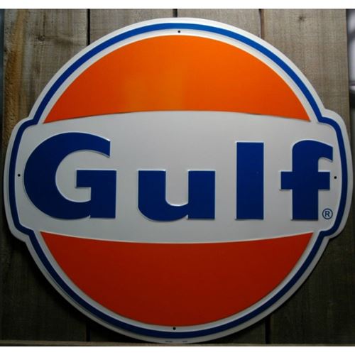 plaque gulf 60cm logo année 60 tole deco gaarge pub usa