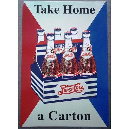plaque pepsi cola take home a carton tole deco pub usa