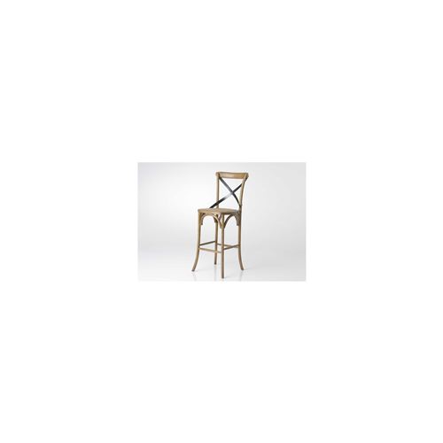 Chaise de bar en orme &agrave; croisillons en paille - - Marron - Bois