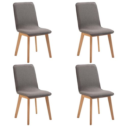 vidaXL Eetkamerstoelen 4 st stof en massief eikenhout taupe