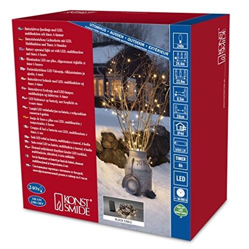 Konstsmide 3733-100 guirlande declairage extérieur sur pile avec interrupteur 240 led blanc chaud câble transparent