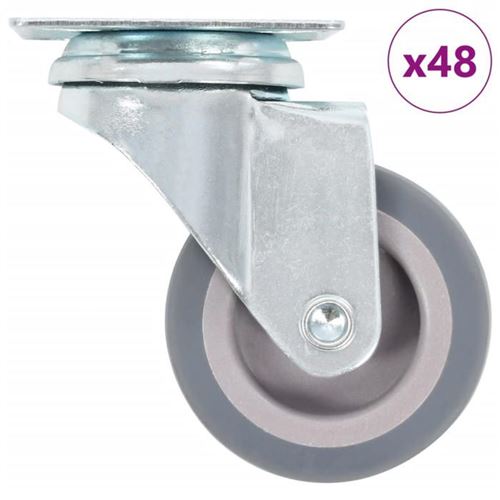 Vidaxl Gris 48 Pcs Roulettes Pivotantes 50 Mm