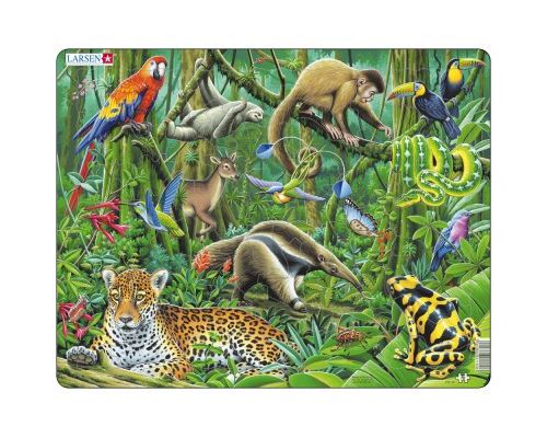 Puzzle 70 Pièces : Puzzle Cadre - Les Animaux de la Forêt Tropicale, Larsen