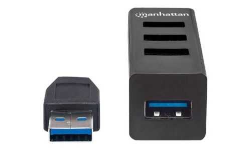 Manhattan 163828 usb 3.0 (3.1 gen 1) type-a 5000mbit s noir hub & concentrateur