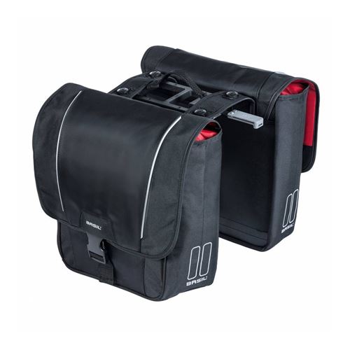 Sacoche arriere velo double basil design 32l noir systeme mik sur porte bagage