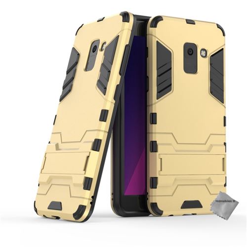 Housse etui coque rigide anti choc pour Samsung Galaxy A8 (2018) avec verre trempe - OR