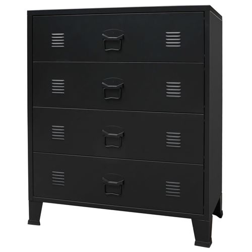 Vidaxl Noir Commode À Tiroirs Métal Style Industriel 78 X 40 X 93 Cm - Image 1