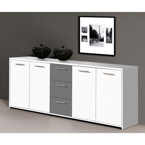 FINLANDEK Buffet bas PILVI contemporain blanc et gris mat - L 179 cm