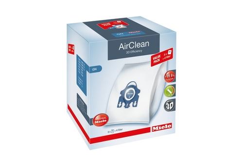 Pack 8 sacs HyClean Efficiency 3D GN + 2 filtres d'évacuation AirClean + 2 filtres moteur Miele