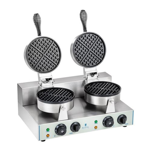 Gaufrier double rond professionnel Téflon rond puissance 2 x 1 300 watts