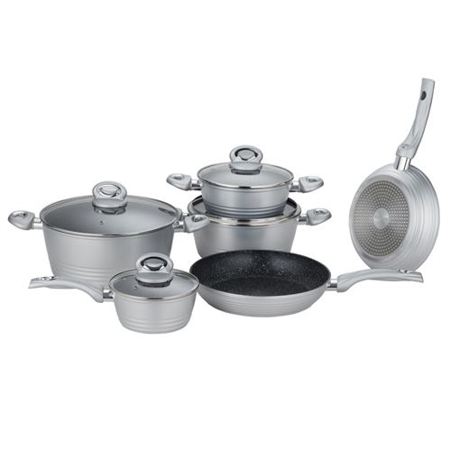 Herzberg Batterie de cuisine forgée de 10 pièces Gris Herzberg Cooking