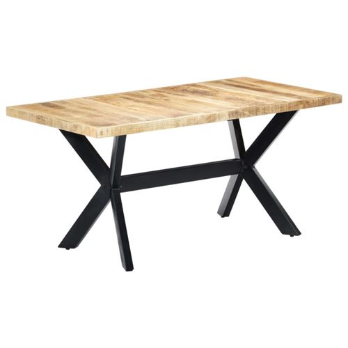 Non Communiqué Marron Table À Manger 160X80x75 Cm Bois De Manguier Massif Brut