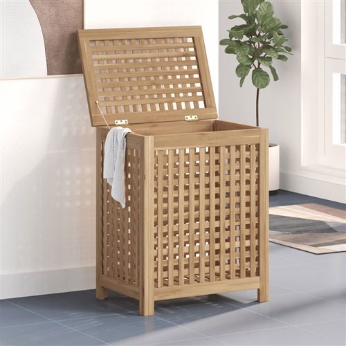 Joom Yiwydaa Panier À Linge 50 X 35 X 60 Cm Bois De Teck Massif - Image 3