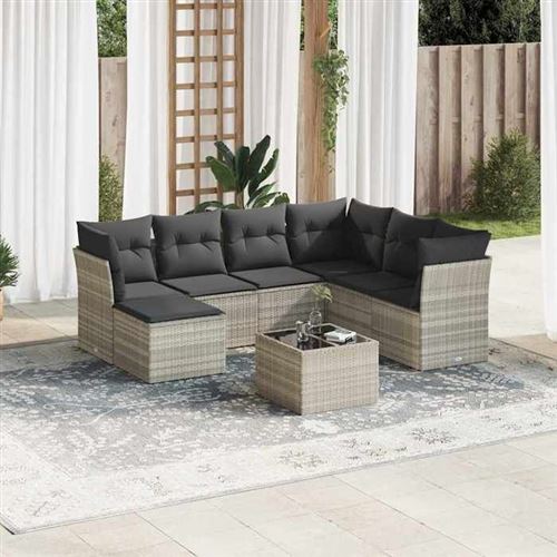 Non Communiqué Gris Salon De Jardin Modulable Vidaxl 8 Pieces Resine Tressee 55.0 X 55 X 37
