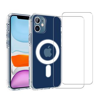 Coque Anti-choc compatible Magsafe pour iPhone 12 Mini transparente + 2 vitres - Evetane® - 1