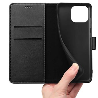 Coque pour iPhone 16 - Portefeuille Noir Rabat Clapet Aimanté Rangement Cartes Phonillico® - Téléphonie