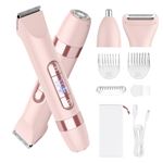 HATTEKER Épilateur Rasoir Tondeuse HT-596 4-en-1 Étanche Rose