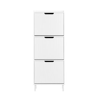 SoBuy Armoire à Chaussures Compacte avec 3 Abattants, Blanche - 1